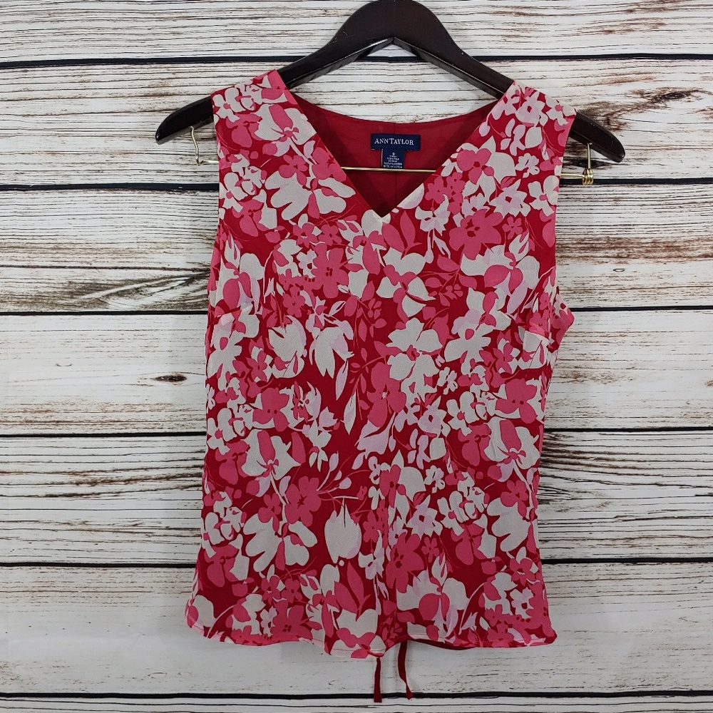 Ann Taylor Silk Floral Sleeveless Blouse